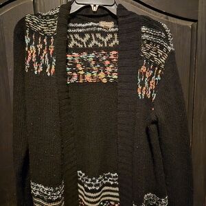 Eyeshadow Black Multicolor Patterned Cardigan
